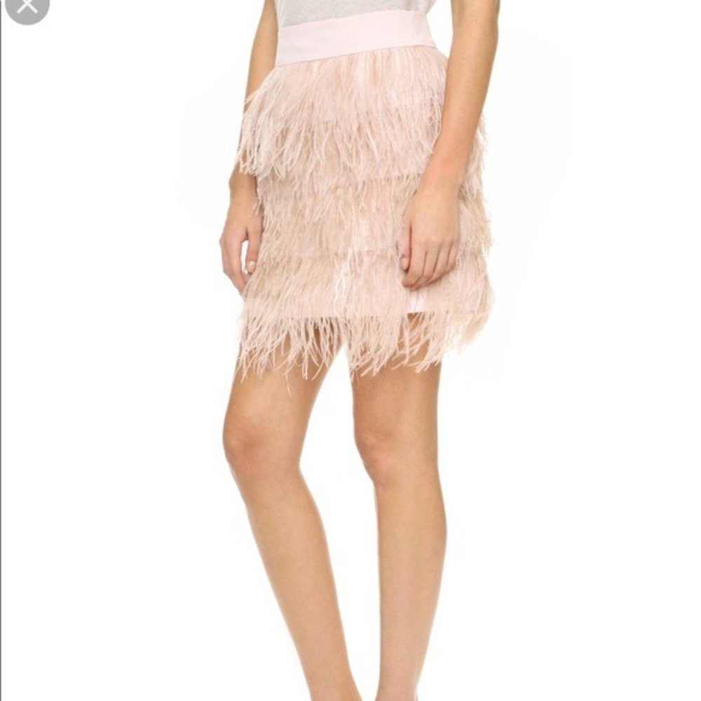 Club Monaco Pink Feather Fringe Mini Skirt Size 10